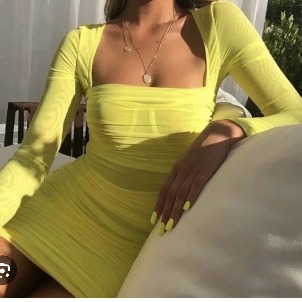 House of CB Vibrant Yellow Long Sleeve Dress